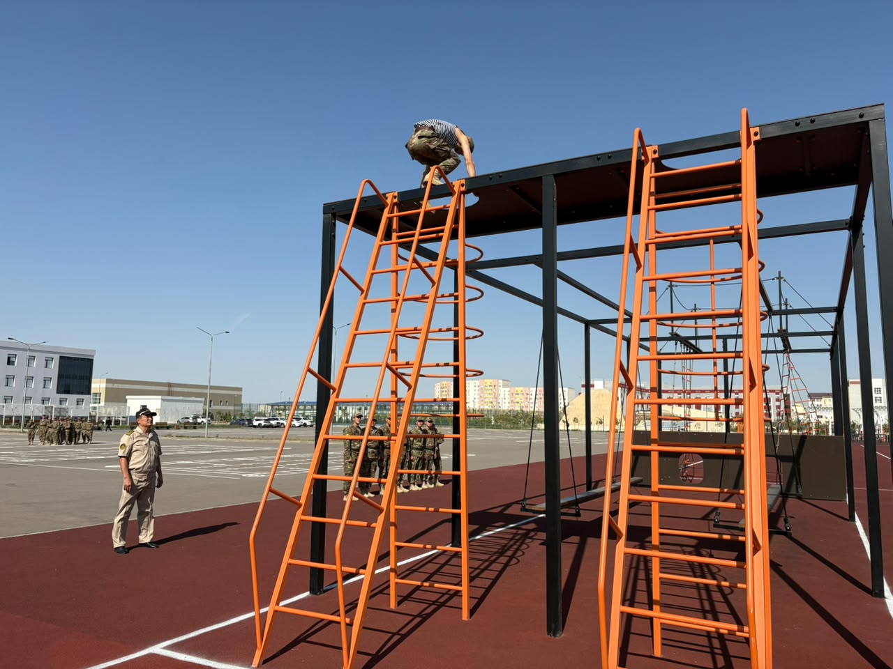 Cadet on a ladder obstacle